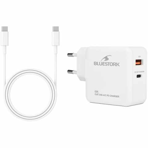 Bluestork Hálózati töltő adapter 65W USB-C, USB-A
